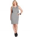 Lead the style pack in Grace Elements' sleeveless plus size dress, featuring a houndstooth print with edgy faux leather detail. (Clearance)