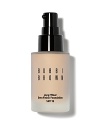 Finally-a natural-looking and long-wearing foundation. Comfortable and hydrating, this medium to full coverage oil-free formula never looks cakey or masky. Glycerin and shea butter keep skin feeling moisturized while a gel base creates a lightweight finish that stays color-true. Lasts for up to 12 hours even in the most humid conditions. Protects skin from future damage thanks to broad spectrum SPF 15 with antioxidant vitamins C and E. To apply: For a flawless finish, we recommend using an oil-free moisturizer to prep skin. To avoid adding extra oil from your fingers when applying foundation, use a brush or sponge to even out skin.