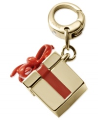 Present perfect. Fossil's gift box charm is crafted from gold-tone stainless steel with red details to complete the whimsical effect. Approximate length, charm: 1/2 inch. Approximate length, clip: 1/2 inch.