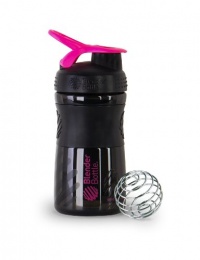 BlenderBottle SportMixer, Black and Pink, 0.35 Pound