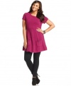 Snag a super-cute look for fall with Style&co.'s short sleeve plus size tunic sweater, finished by cable knit.