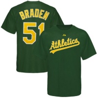 MLB Majestic Oakland Athletics #51 Dallas Braden Youth Green Player T-shirt