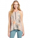 BCBGMAXAZRIA Women's Nodin Print Block Top, Powder Combo, Small