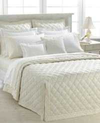 Diamond quilting in soft cotton brings to mind the elegance of vintage bedding in this Lauren Ralph Lauren's quilted European sham. Featuring a channeled quilted flange and back closure with covered buttons. Reverses to solid.