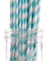 Dress My Cupcake Aqua Striped Paper Straws, 50-Pack