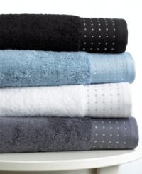 Spot-on shimmer. Liven up your daily routine with the Lurex bath towel. Metallic silver thread brings sparkle to soft cotton in solid black, smoky charcoal, slate blue or bright white.