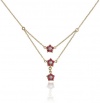 18k Yellow Gold Plated Sterling Silver 3-Row Ruby Flower Necklace