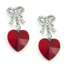 Deep Red Crystal Heart Drop Sterling Silver Earrings Made with Swarovski Elements