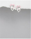 studs decorated with two small love hearts and colored enamel Earrings In 92.5 Sterling Silver