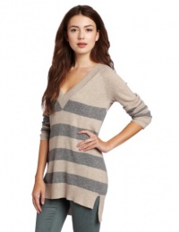 Christopher Fischer Women's 100% Cashmere Striped Boyfriend Sweater