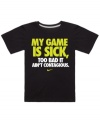 He'll be talkin' trash but looking good on and off the field with this graphic t-shirt from Nike.