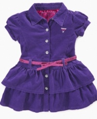 Chic and pretty 2 tier corduroy dress by Guess is simply lovely.