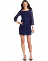 Laundry by Shelli Segal Women's Lace Dress with Zipper, Blue Print, 2