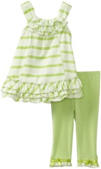 Kids Headquarters Baby-girls Newborn Stripes Top with Pant, Green, 6-9 Months