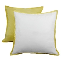 Our Caltha Euro sham pairs ivory cotton velvet with a yellow linen and silk blend and a yellow flange. Down insert included.