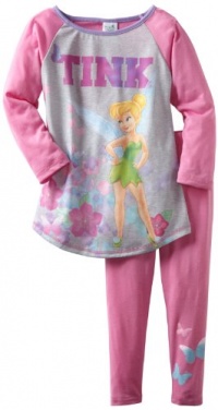 Komar Kids Girls 2-6X Secret Of The Wings Long Sleeve Disney 2 Piece Pajama Set, Hot Pink, 7/8