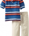 Nautica Sportswear Kids Baby-boys Infant Short Sleeve Striped Polo with Pant, Blue, 24 Months