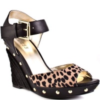 Guess Women's Tabari Wedge Sandal, Leopard, 10M