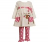 Little Girls PInk Polka Dot Reindeer Pant Set 3T