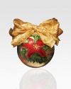 The season's most cherished flower takes center stage on this shimmering hand-painted ornament finished with a glittering gold bow.Hand-painted glassBow detail4 diam.Imported