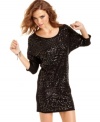 Step-up your every day look with Eyeshadow's dolman sleeve dress! Washed in sequins and sporting a totally relaxed fit, here's a number that looks elevated with boots and pumps alike.