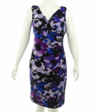 Lauren by Ralph Lauren Dress, Sleeveless Apple Print Matte Jersey Purple Multi 12