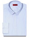 With a strong stripe and a slim fit, this Hugo Boss shirt makes a sophisticated statement in any wardrobe.