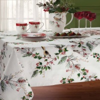 Lenox Winter Song 70-Inch Round Tablecloth, Off White