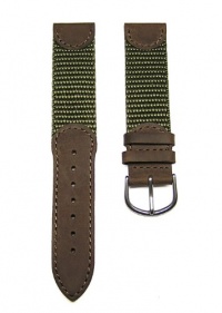 18mm Brown / Military Green Leather & Nylon Watch Band Fits Victorinox Swiss Army, Seiko & More