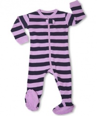 Leveret Footed Striped Purple & Navy Pajama Sleeper 100% Cotton (Size 6M-5T)