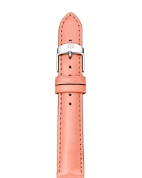 Poppy hues are big news this season, and this pink leather watch strap from Michele is an easy way to take the trend to your jewelry box.