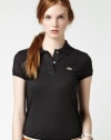 Short Sleeve 2 Button Stretch Pique Polo:Black(Size 8 / Eur40)