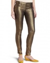 XOXO Juniors Metallic Foil Finished Denim Pant, Gold, 7/8