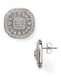 Designed to resemble gardenia flowers, this pair of crystal-decked button earrings from Nadri is a wholly feminine choice. Slip them in to pull together a cocktail look.