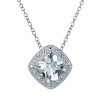 Cushion Cut Green Amethyst Pendant In Sterling Silver With 18 Chain (1.50 CT)