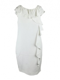 Jay Godfrey womens white hayden silk cascade ruffle shift dress 6