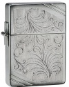 Zippo 1935 Luxury Brush Chrome Lighter, Silver, 5 1/2 x 3 1/2cm