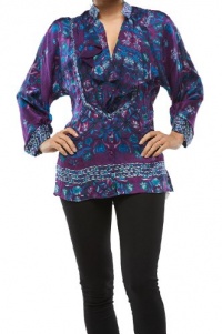 Roberto Cavalli - Silk Blouse Shirt Purple 40 Multicolor