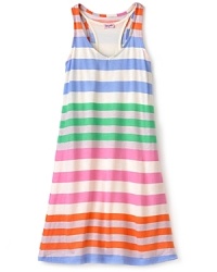 Spendid Littles' tank top dress calls forth summer fun with festive tropical stripes alternating from the shoulder to the flared hem.