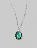 From the La Petite Collection. A vibrant green quartz teardrop pendant on a simple sterling silver chain.Green quartz 18K gold Sterling silver Length, about 17 Lobster clasp closure Imported 