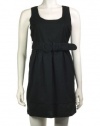 Juicy Couture Women's Belted Dot Print Soft Woven Cotton Dress, Black, 10