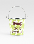 An adorable galvanized bucket is the perfect place for a pup's treats or playthings. It's also a clever gift basket, ready to fill and give to a favorite doglover. Top handle 5½H X 6½ diam. Made in USA Please note: Each bucket is made to order, so please allow 3-4 weeks for delivery. 