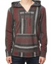 RetroFit Men's Mexican Pancho Long Sleeve Striped Hooded Shirt Sweater Gray