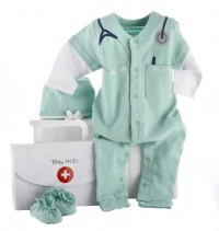 Baby Aspen Big Dreamzzz Baby M.D. Layette Set with Gift Box, Green, 0-6 Months