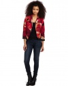 XOXO Juniors Printed Cropped Cuffed Jacket, Red, Large