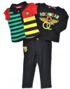 Rocawear Toddler Girls Black & Multi Color 3Pc Denim Pant Set (2T)