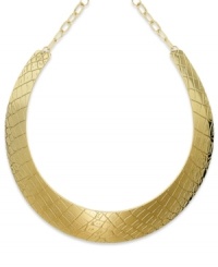 Exude confidence in this golden necklace from INC International Concepts. Features a collar designed that curves your neckline. Crafted in 12k gold-plated mixed metal. Approximate length: 14 to 18 inches + 2-inch extender.