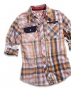 GUESS Kids Boys Big Boy Plaid Shirt, PLAID (12/14)