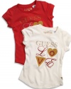 GUESS Kids Girls Little Girl Glitter Graphic Tee, CREAM (6X)