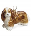 Puppy love at first sight. Just begging for a home, this Cavalier King Charles Spaniel ornament is irresistible to animal lovers in hand-painted glass by Joy to the World.